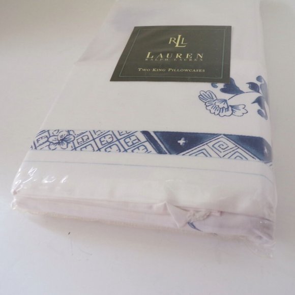 Ralph Lauren Porcelain Blue King Pillowcases New Mint  3100 - Picture 3 of 4